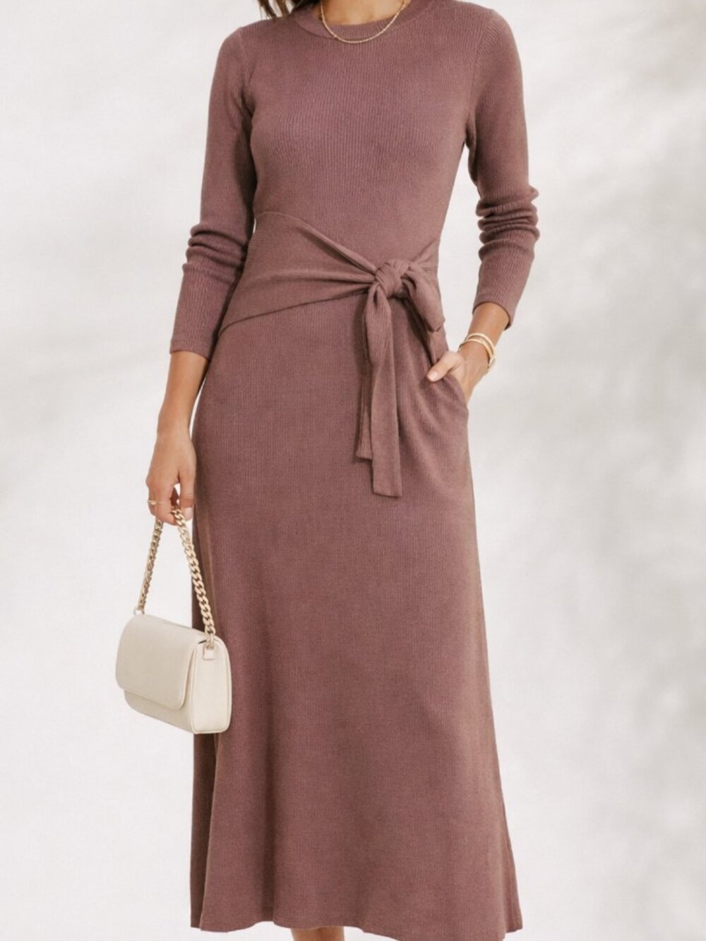 Evereve Alfie Wrap Fitted Wrap Midi Dress with Back Slit, Long Sleeve, Stretch